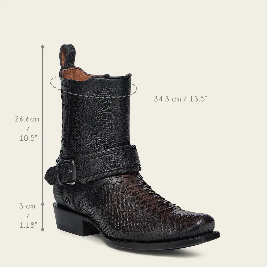 1J3KPH - Cuadra black casual cowboy python skin zip ankle boots for men