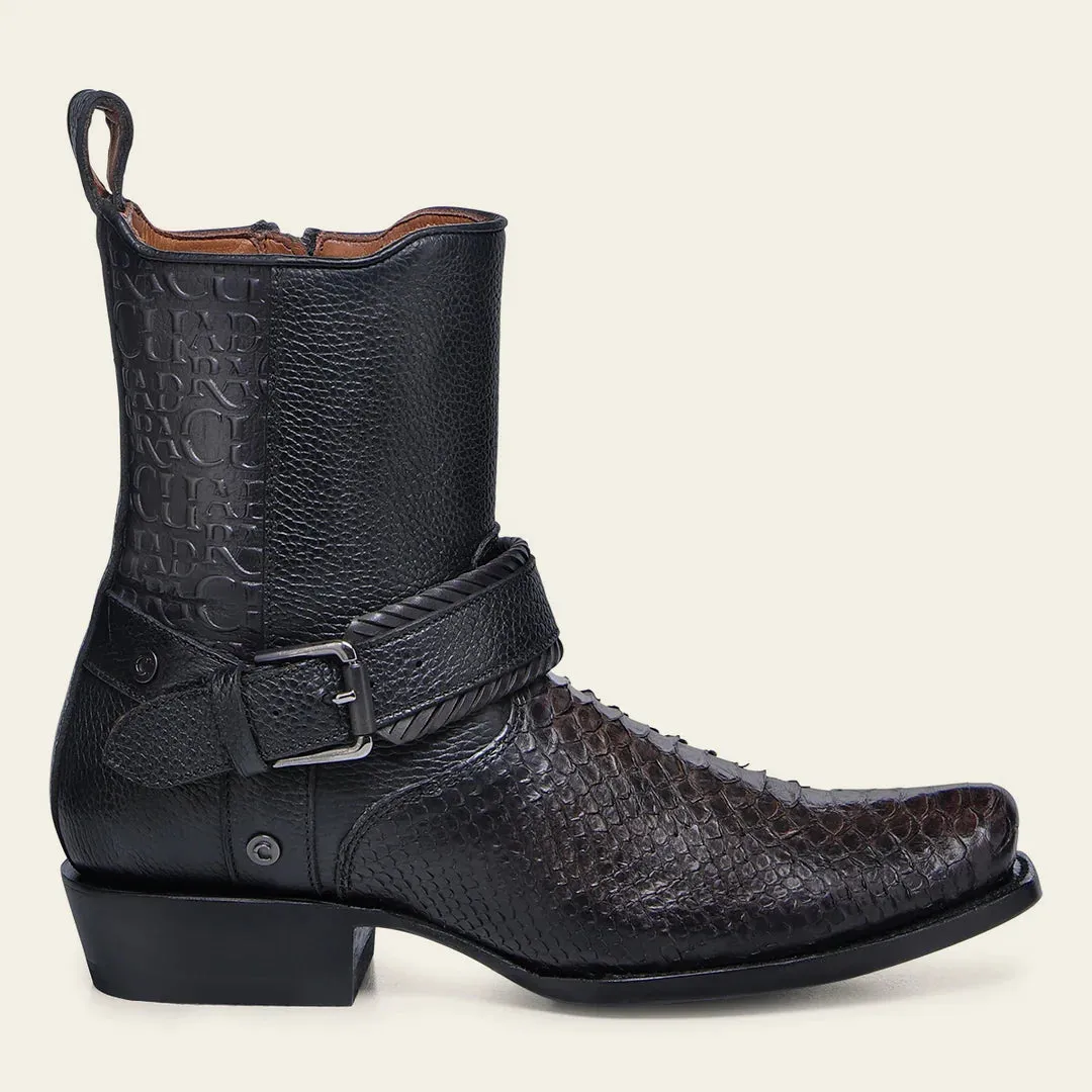 1J3KPH - Cuadra black casual cowboy python skin zip ankle boots for men