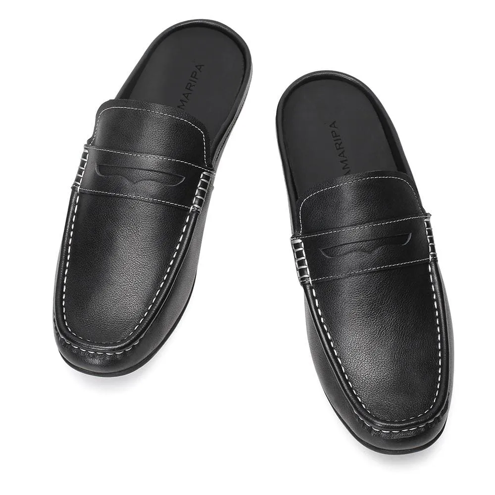 5 CM / 1.95 Inches Taller - CMR CHAMARIPA Height Increasing Loafers Shoes Black Leather Dress Slipper Elevator Moccasins Driving Shoes