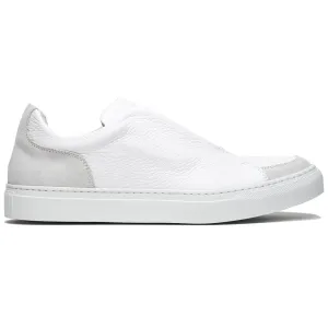 65-225-WHT SPETTACOLARE Italian Pebble Grain Calfskin Sneakers White