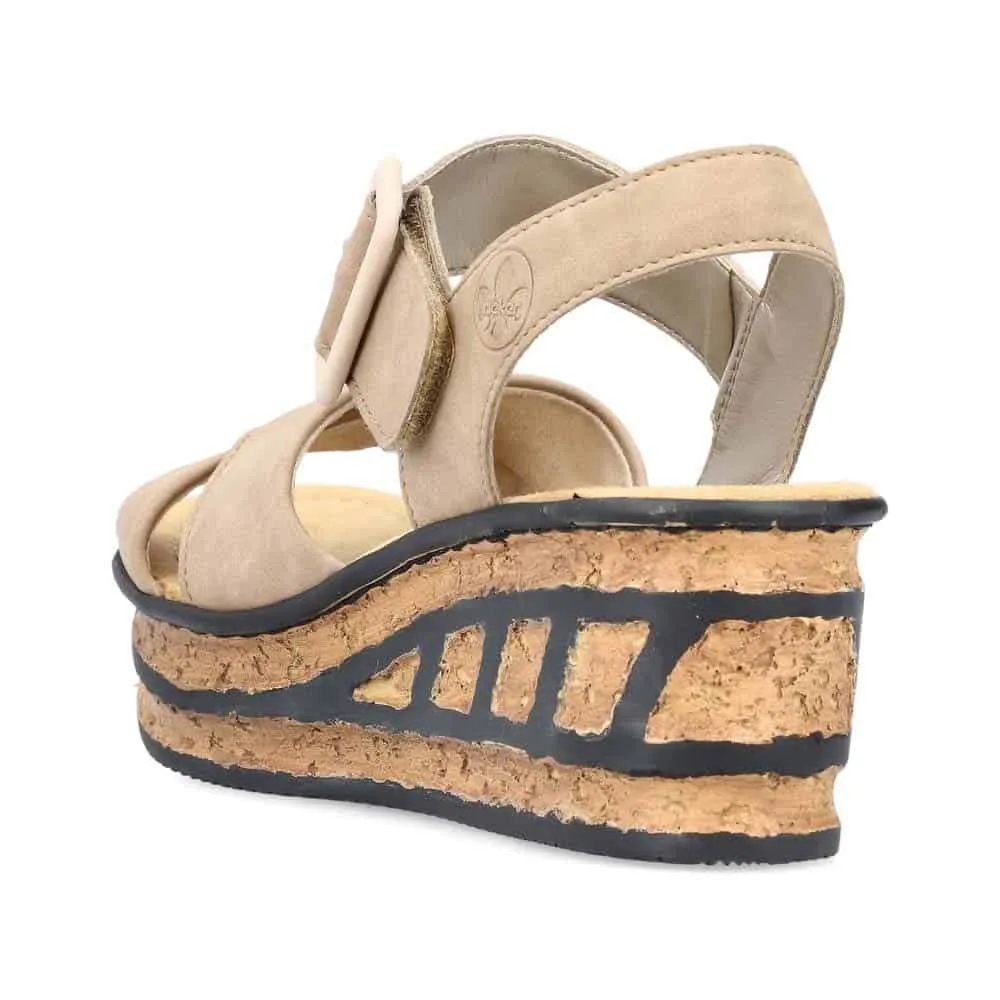 68163-62 Beige Cork Wedge