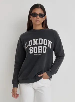 Acid Wash London Slogan Classic Longline Sweatshirt- London