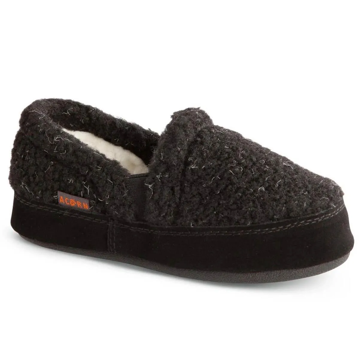 Acorn Kids' Slipperss - Colby Gore Moccasins, Black Berber, K12/13 | A10036ACE12-13