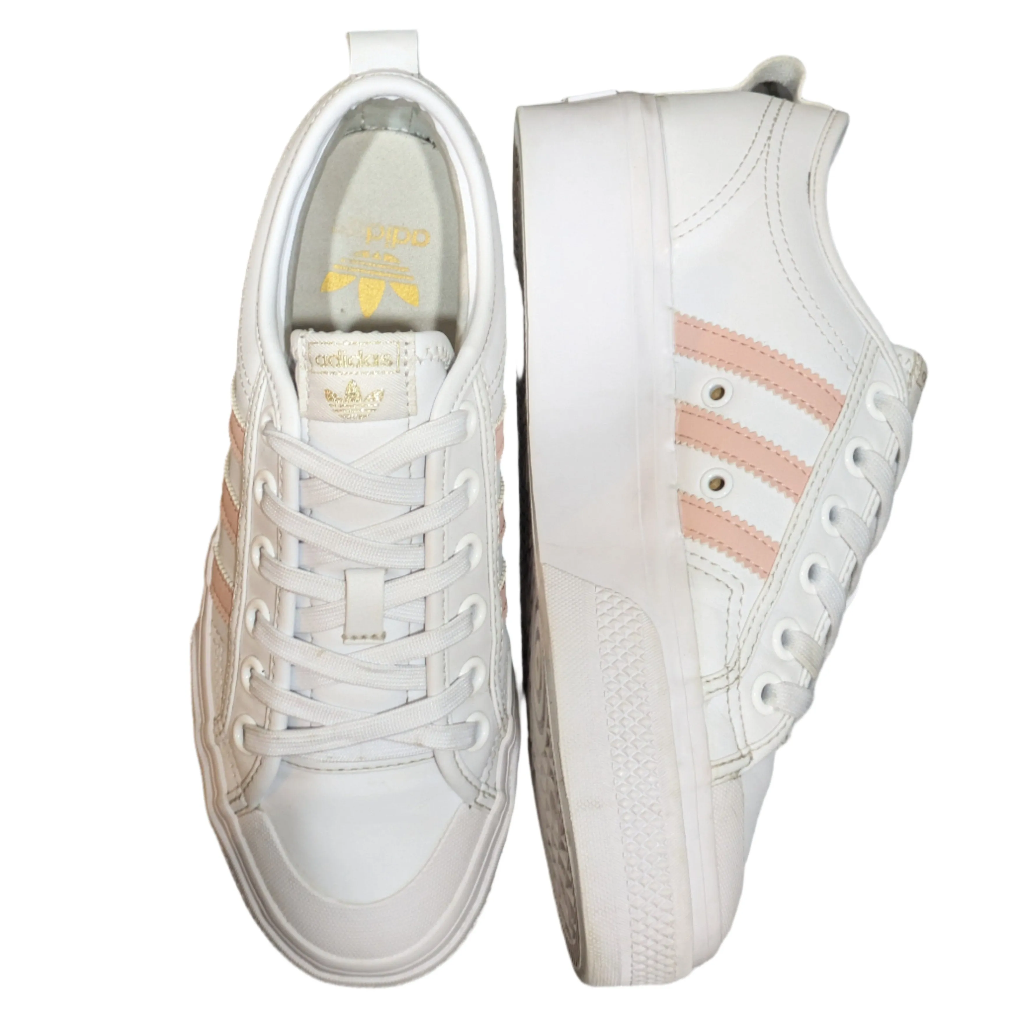 adidas Nizza Platform Shoes in Cloud White/Clear Pink (UK 5, EU 38, US 7)