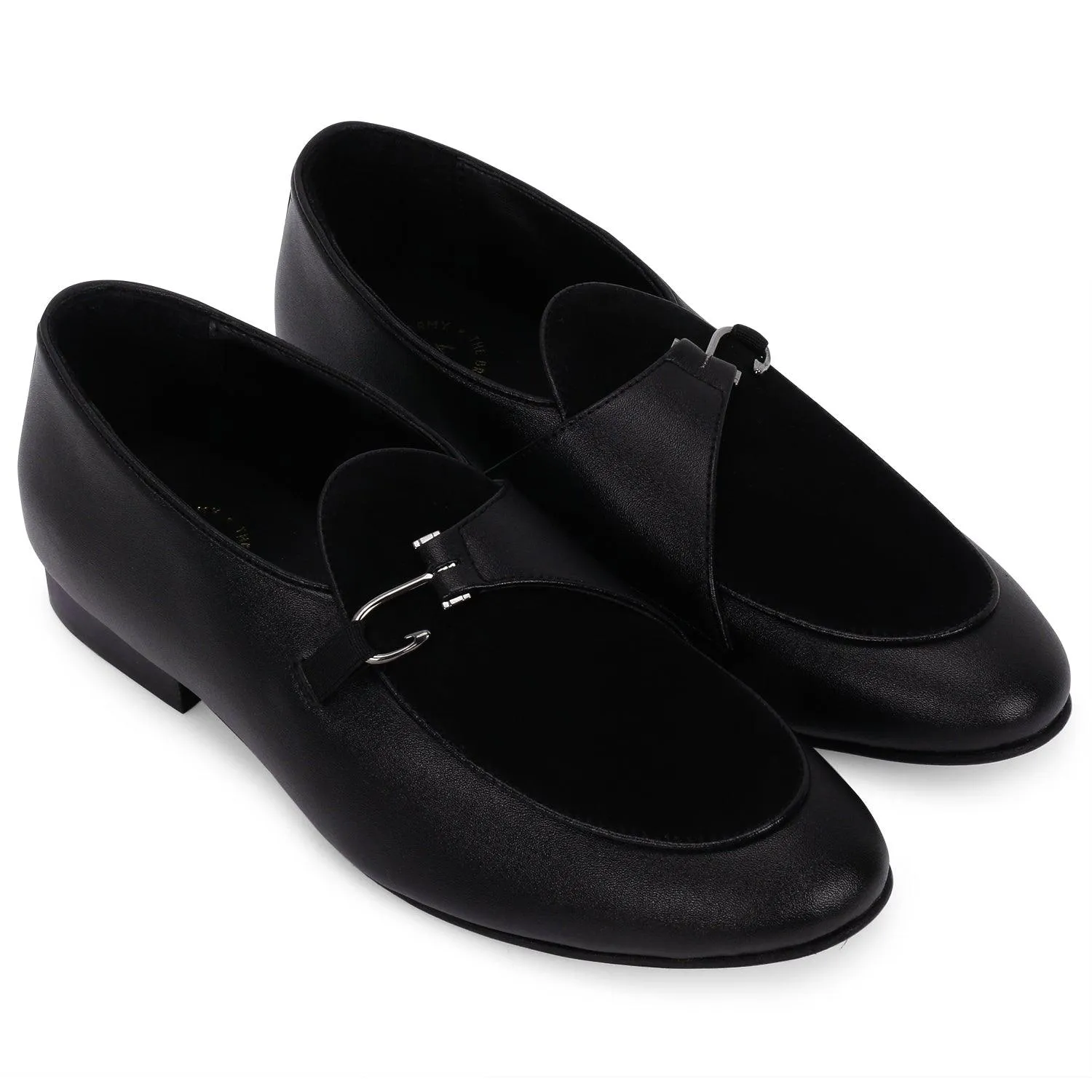 Anchor Black  Buckle Loafers.