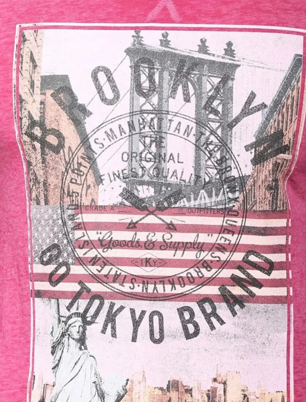 Auburn Point Burnout T-Shirt in Pink Rose - Tokyo Laundry