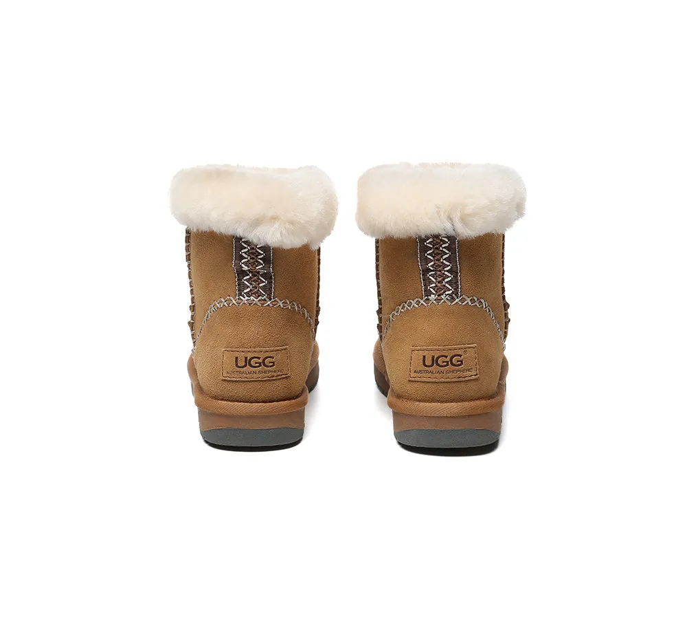 AUSTRALIAN SHEPHERD® UGG Boots Women Sheepskin Wool Ankle Woven Mini Stormy