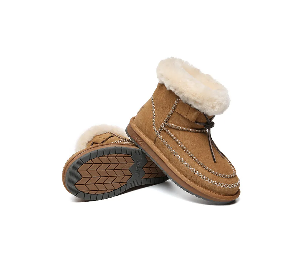 AUSTRALIAN SHEPHERD® UGG Boots Women Sheepskin Wool Ankle Woven Mini Stormy