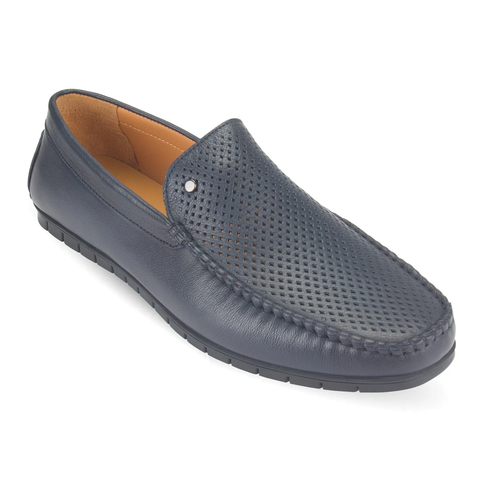 Bard mens perforated leather driving loafer