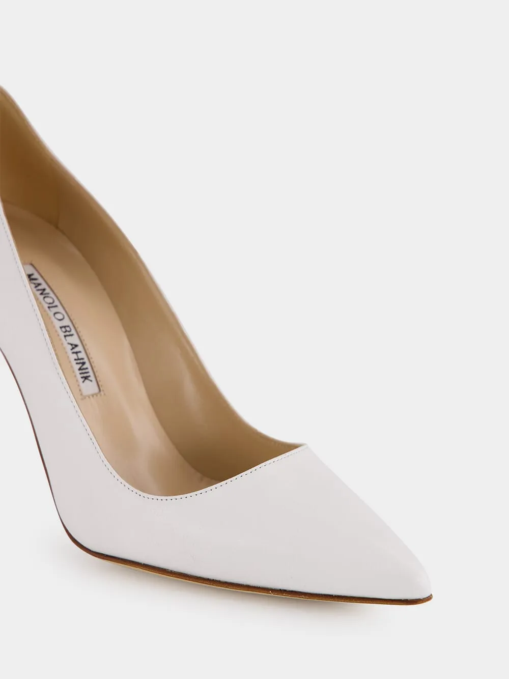 BB White Nappa Leather Pointed Toe Pumps