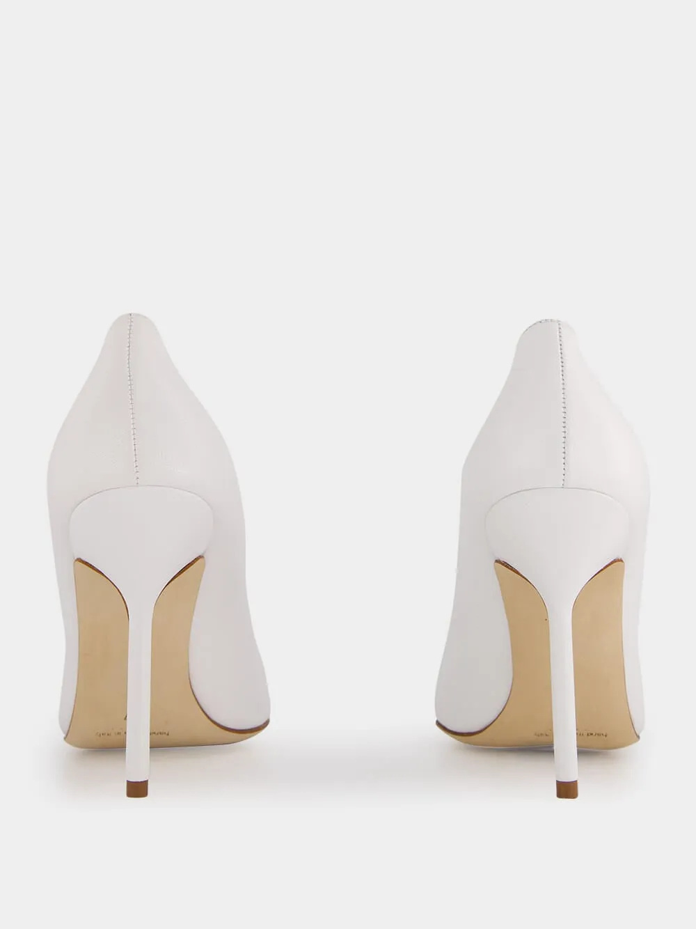 BB White Nappa Leather Pointed Toe Pumps