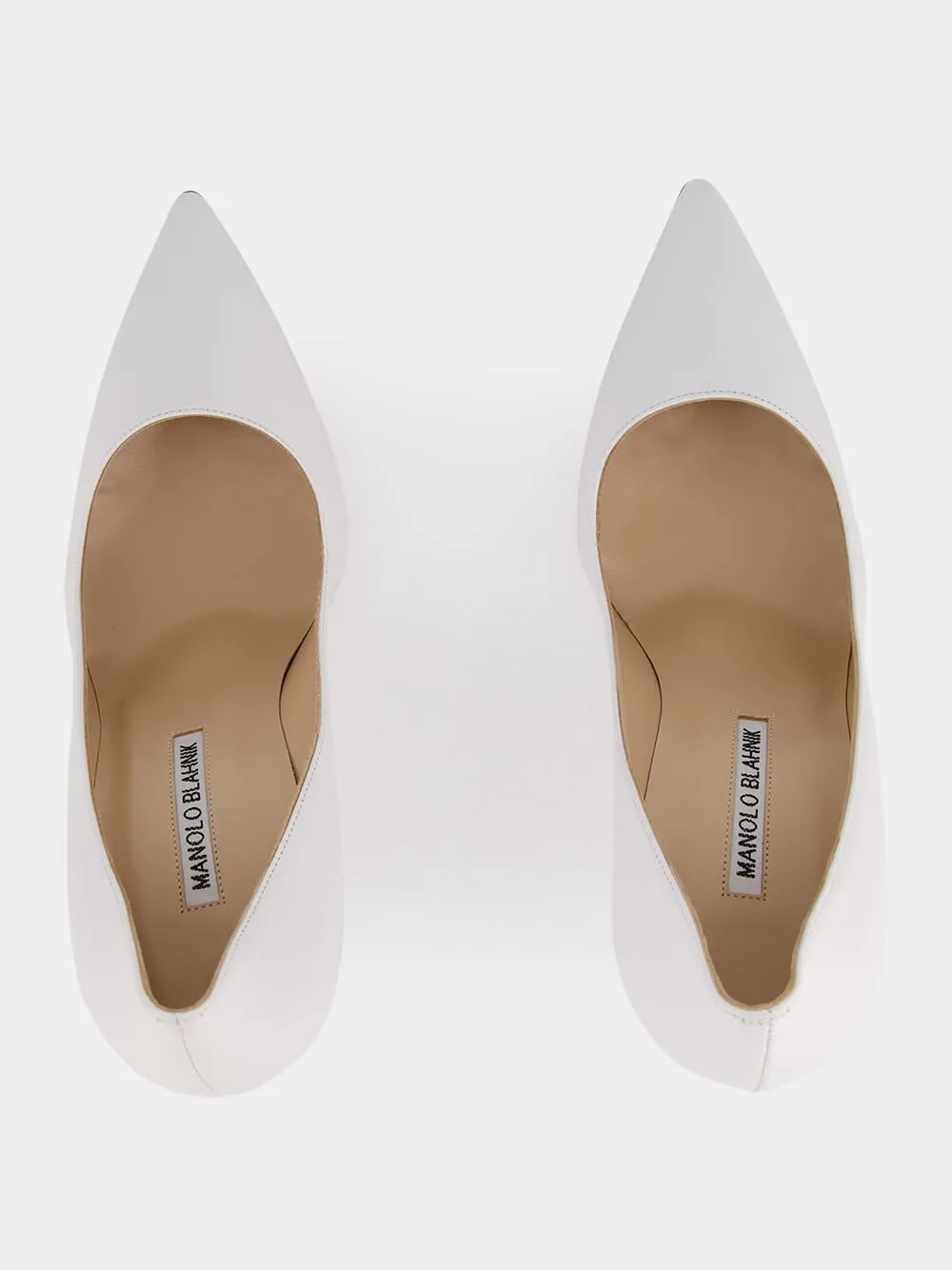 BB White Nappa Leather Pointed Toe Pumps