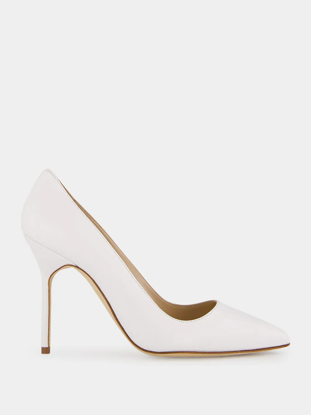 BB White Nappa Leather Pointed Toe Pumps