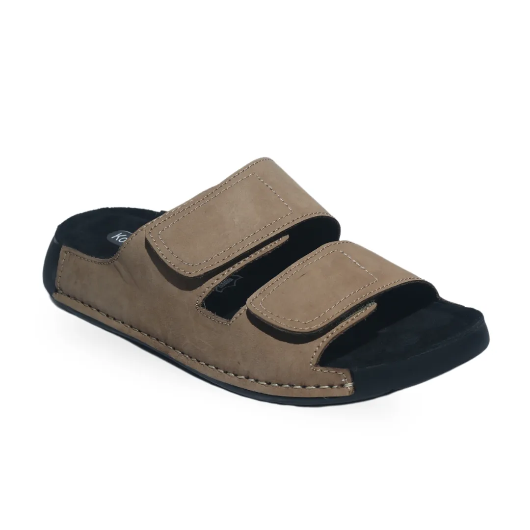 Beige Adjustable Velcro Strap Sandals