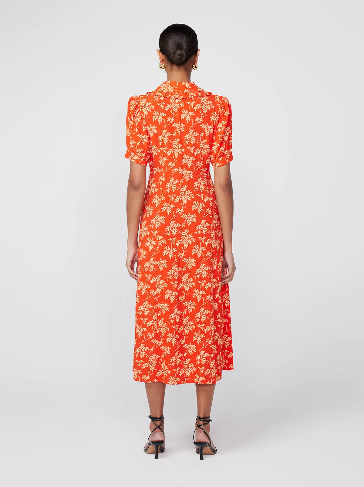 Bethany Chilli Vintage Leaf Print Tea Dress