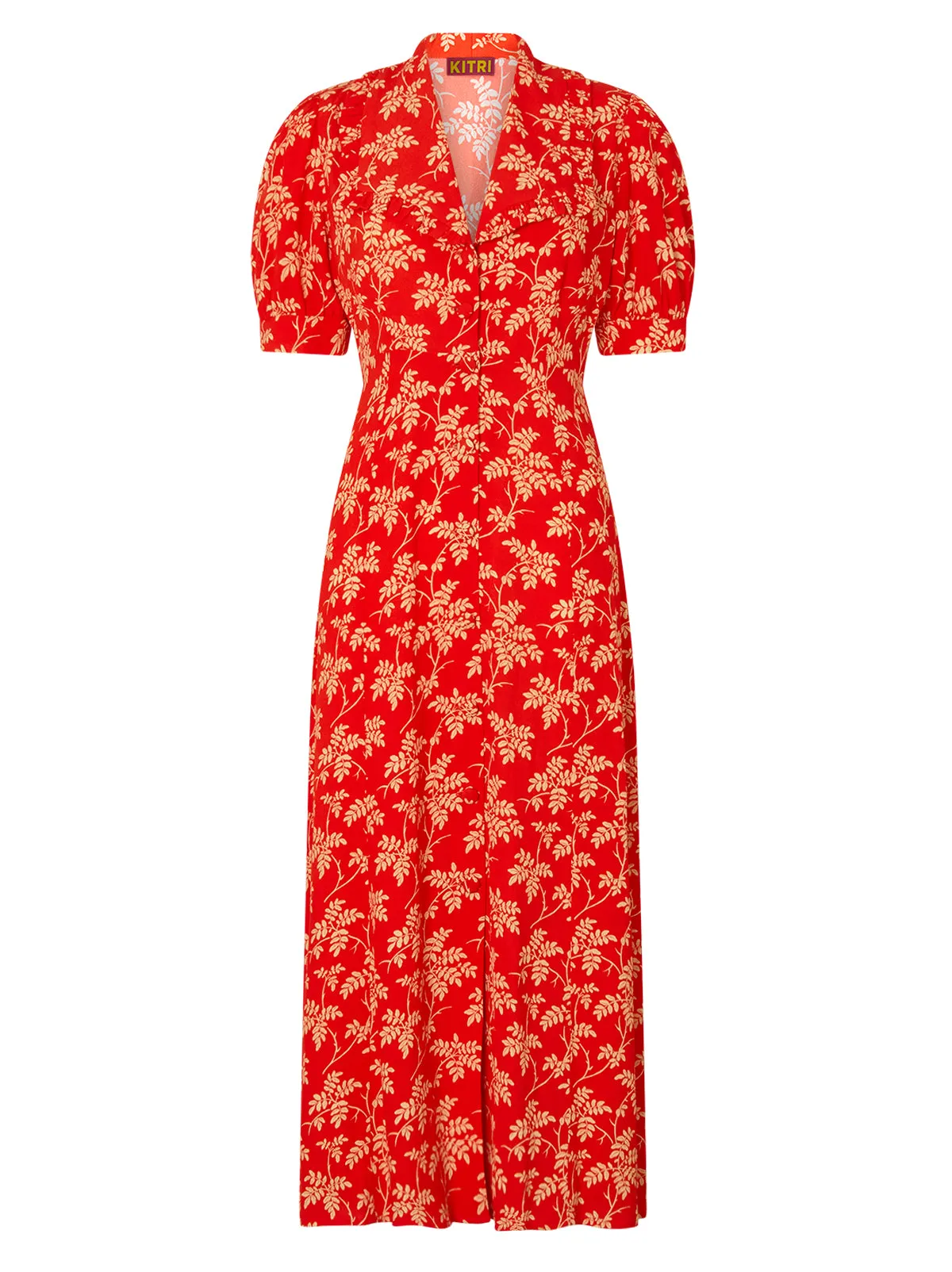 Bethany Chilli Vintage Leaf Print Tea Dress