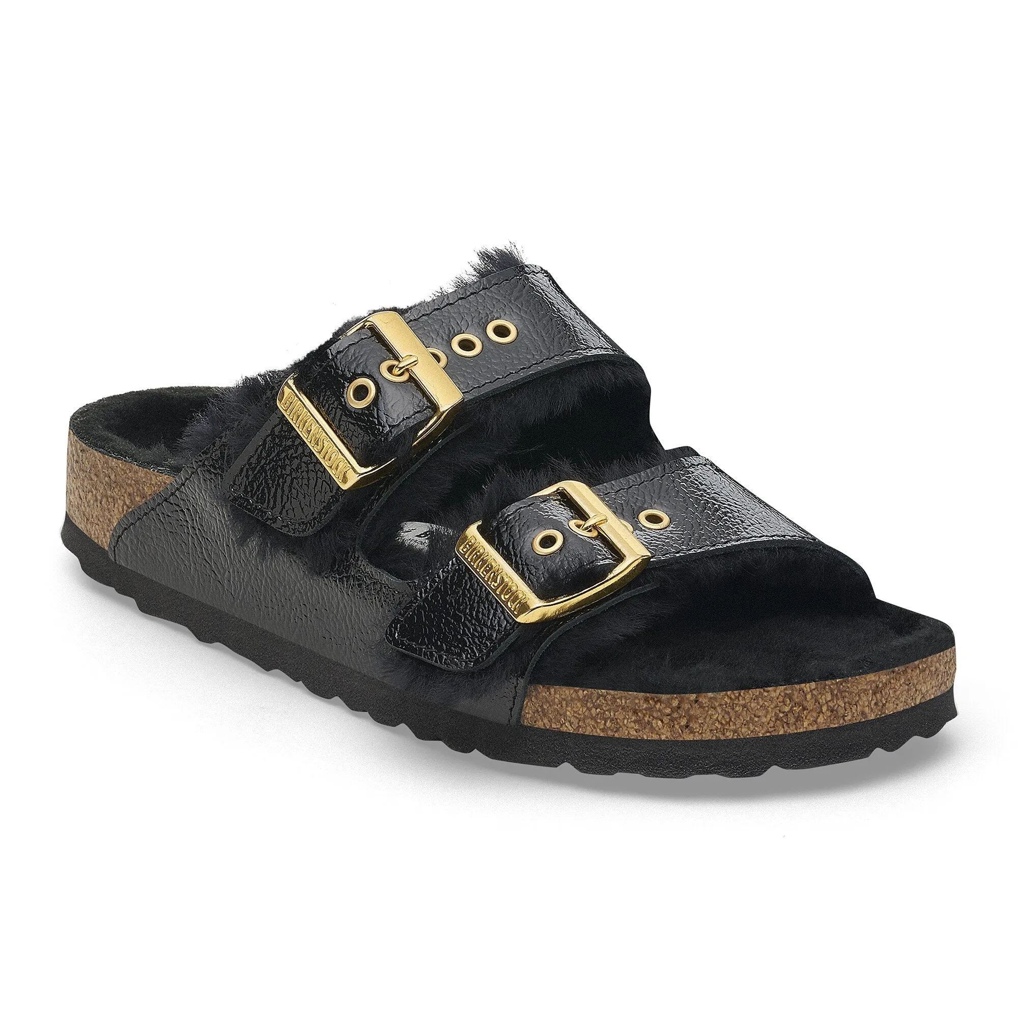 Birkenstock Arizona Shearling Eyelets Patent Leather Women's