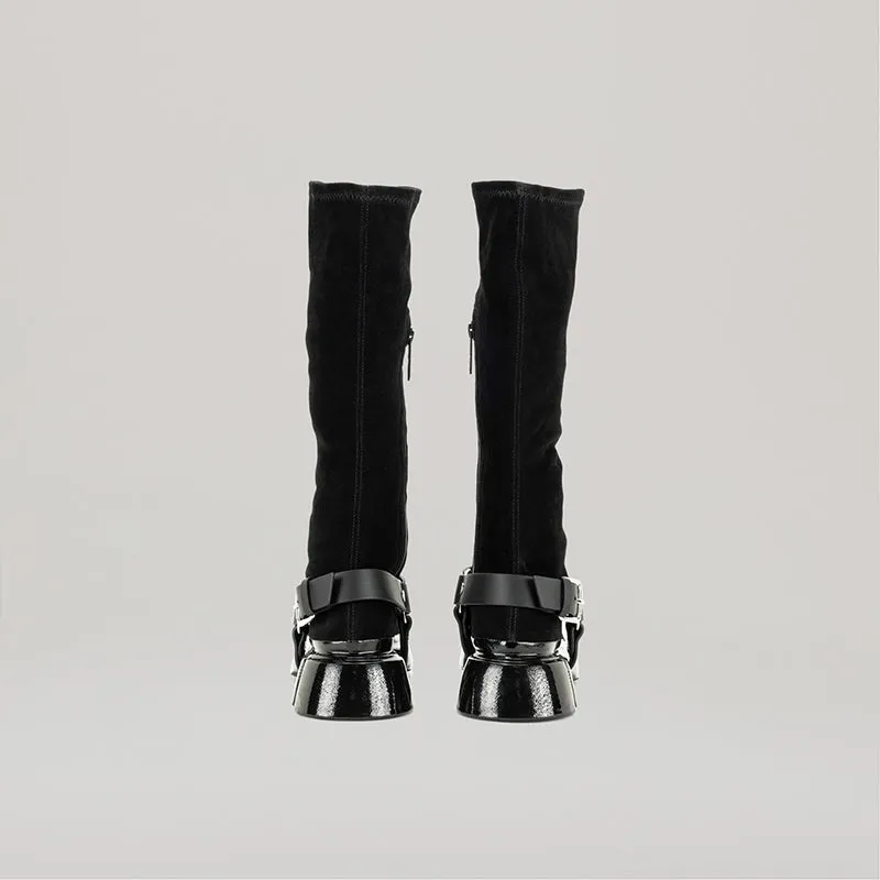 both - GANG KNEE BOOTS-BLACK