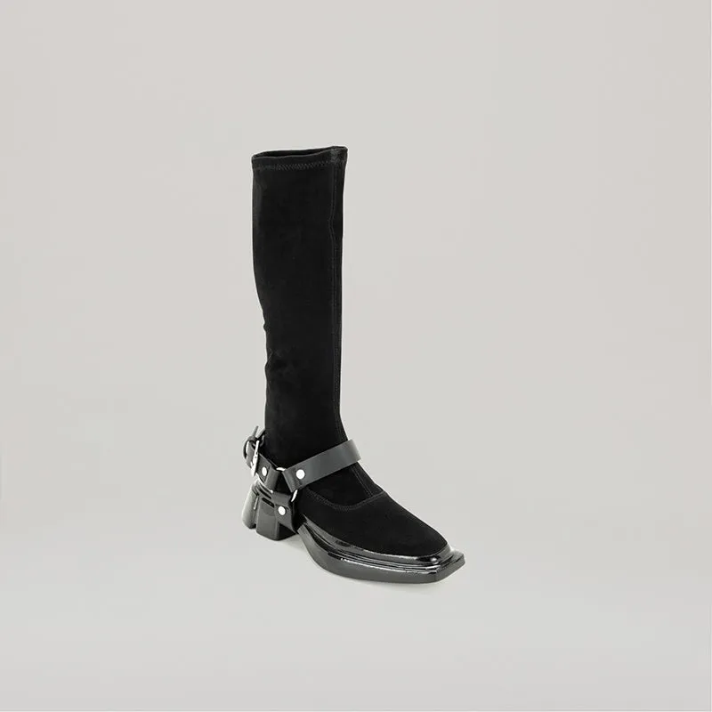 both - GANG KNEE BOOTS-BLACK