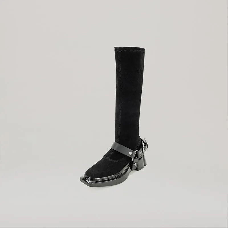 both - GANG KNEE BOOTS-BLACK