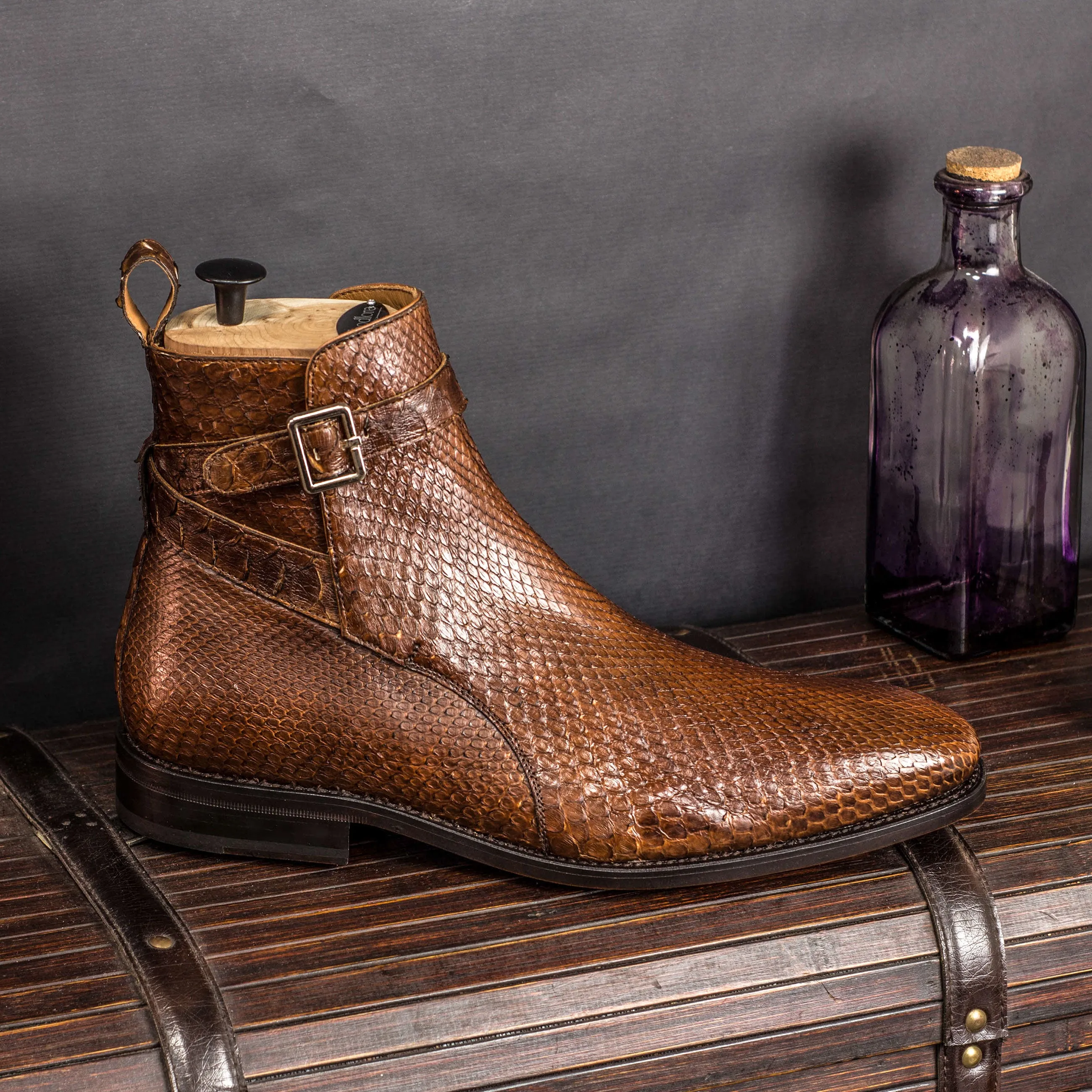 Brown Exotic Python Jodhpur Boots