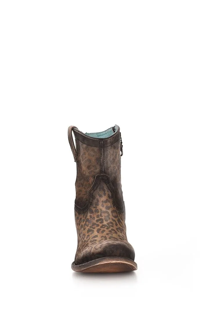 C3627 - Corral Sand Leopard western goatskin ankle boots for women