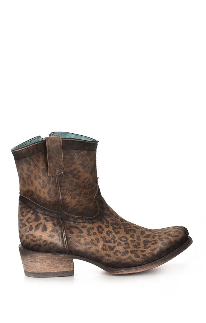 C3627 - Corral Sand Leopard western goatskin ankle boots for women