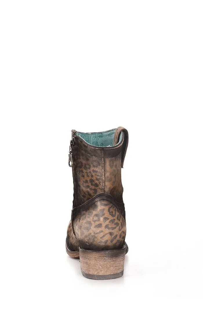 C3627 - Corral Sand Leopard western goatskin ankle boots for women