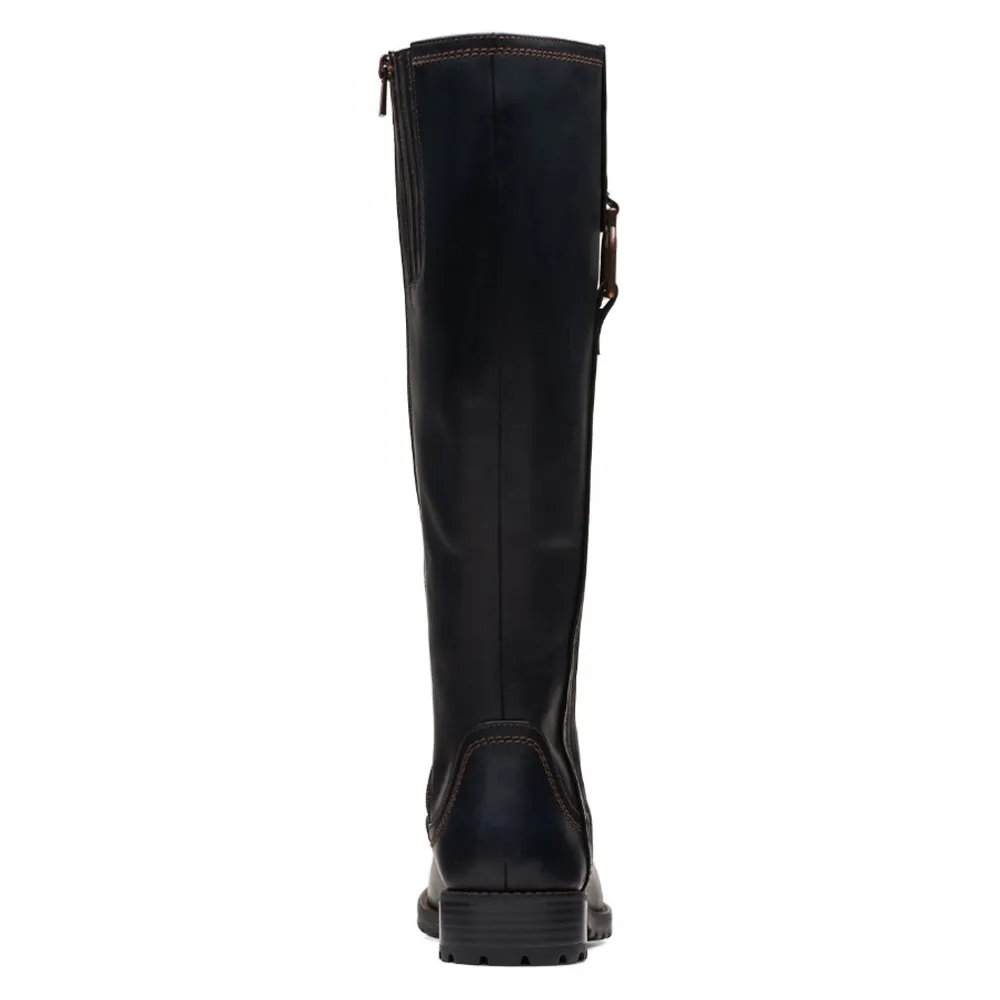 Clarks Aspra Hi Black Leather Knee-High Boot (Women's)