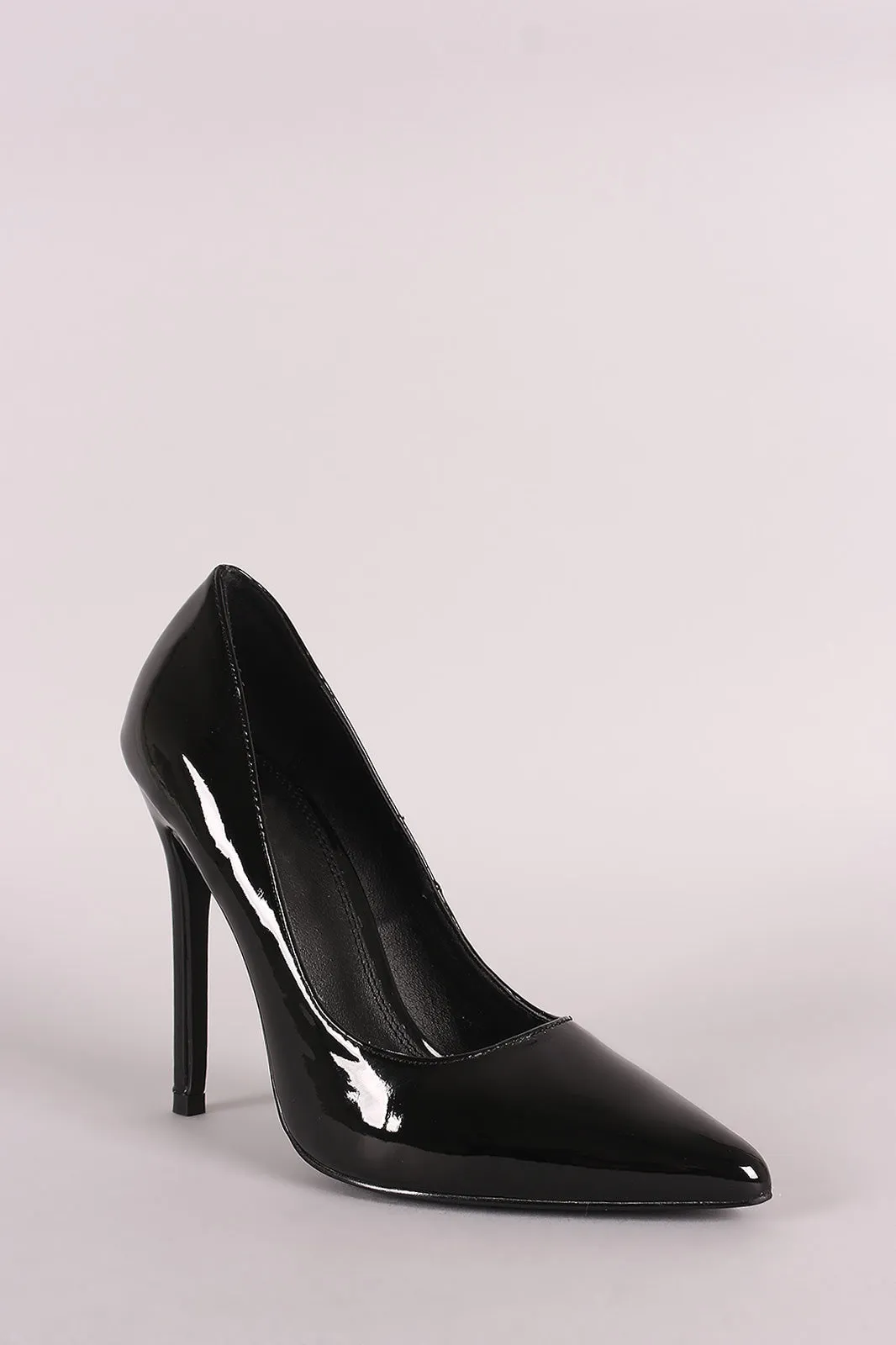 Classic Patent Pointy Toe Stiletto Pump