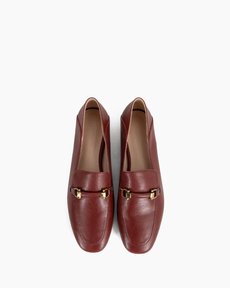 Comfortable Penny Round Toe Leather Flat Loafers