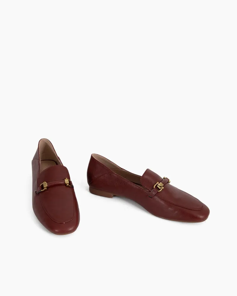 Comfortable Penny Round Toe Leather Flat Loafers