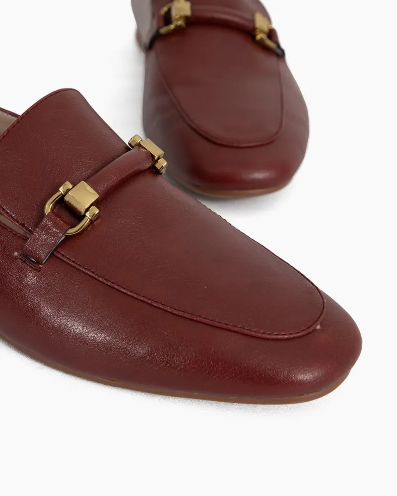 Comfortable Penny Round Toe Leather Flat Loafers