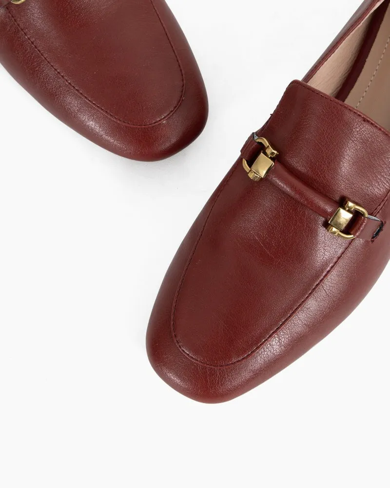 Comfortable Penny Round Toe Leather Flat Loafers