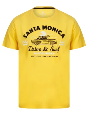 Drive Surf Motif Cotton Jersey T-Shirt in Golden Cream - South Shore