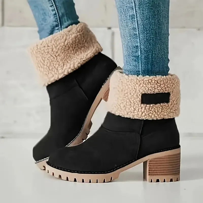 ELMWOOD™ COZY CHIC CHUNKY HEEL ANKLE WINTER BOOTS