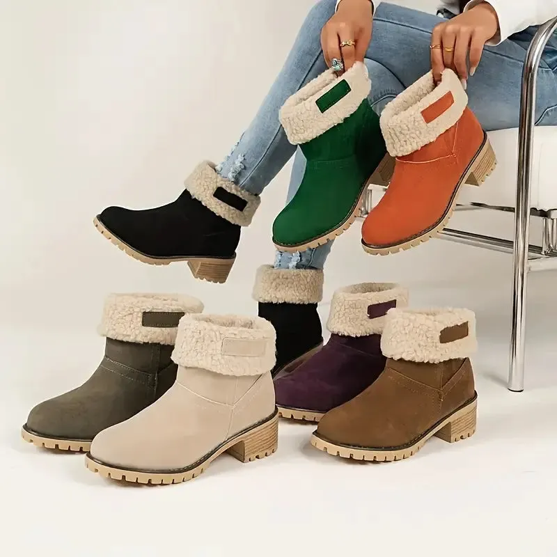 ELMWOOD™ COZY CHIC CHUNKY HEEL ANKLE WINTER BOOTS