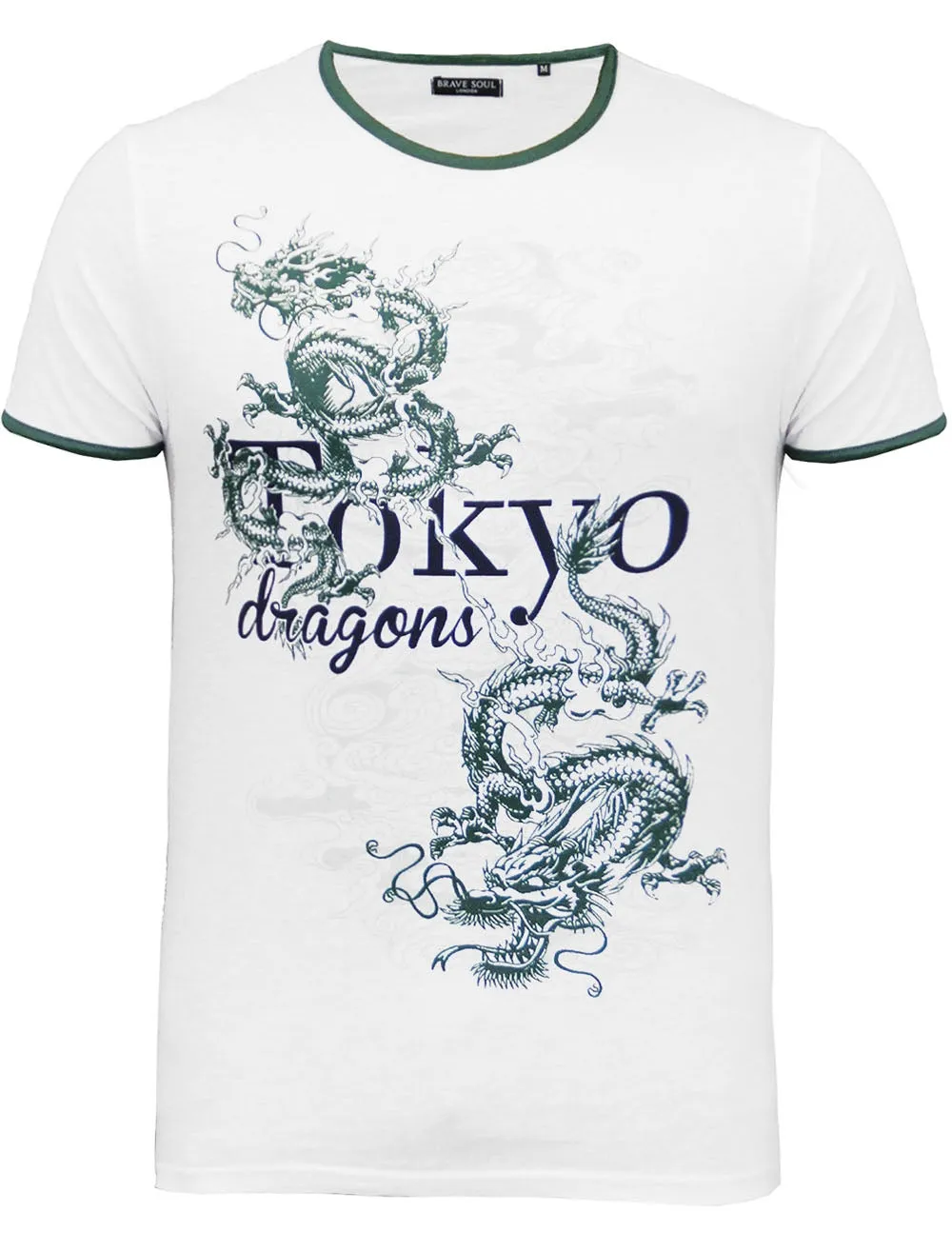 Equador Tokyo Dragons Print Crew Neck T-Shirt in White