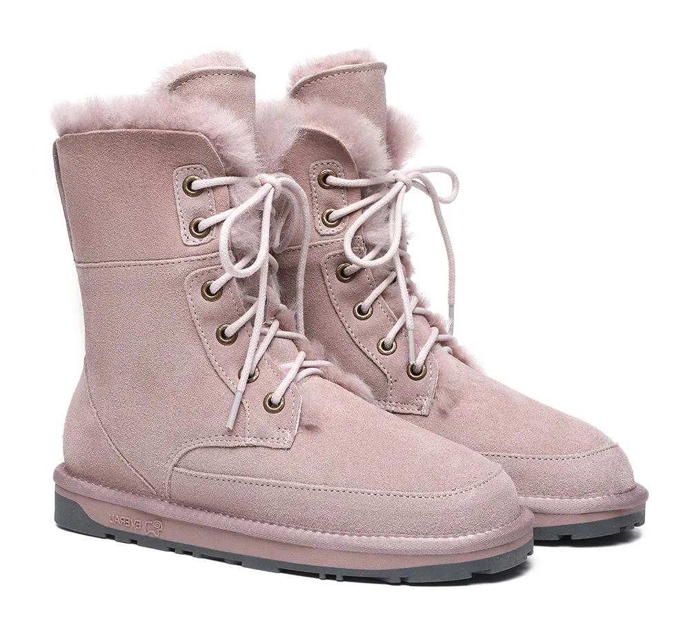 EVERAU® UGG Boots Women Sheepskin Wool Lace Up Ankle Pathfinder