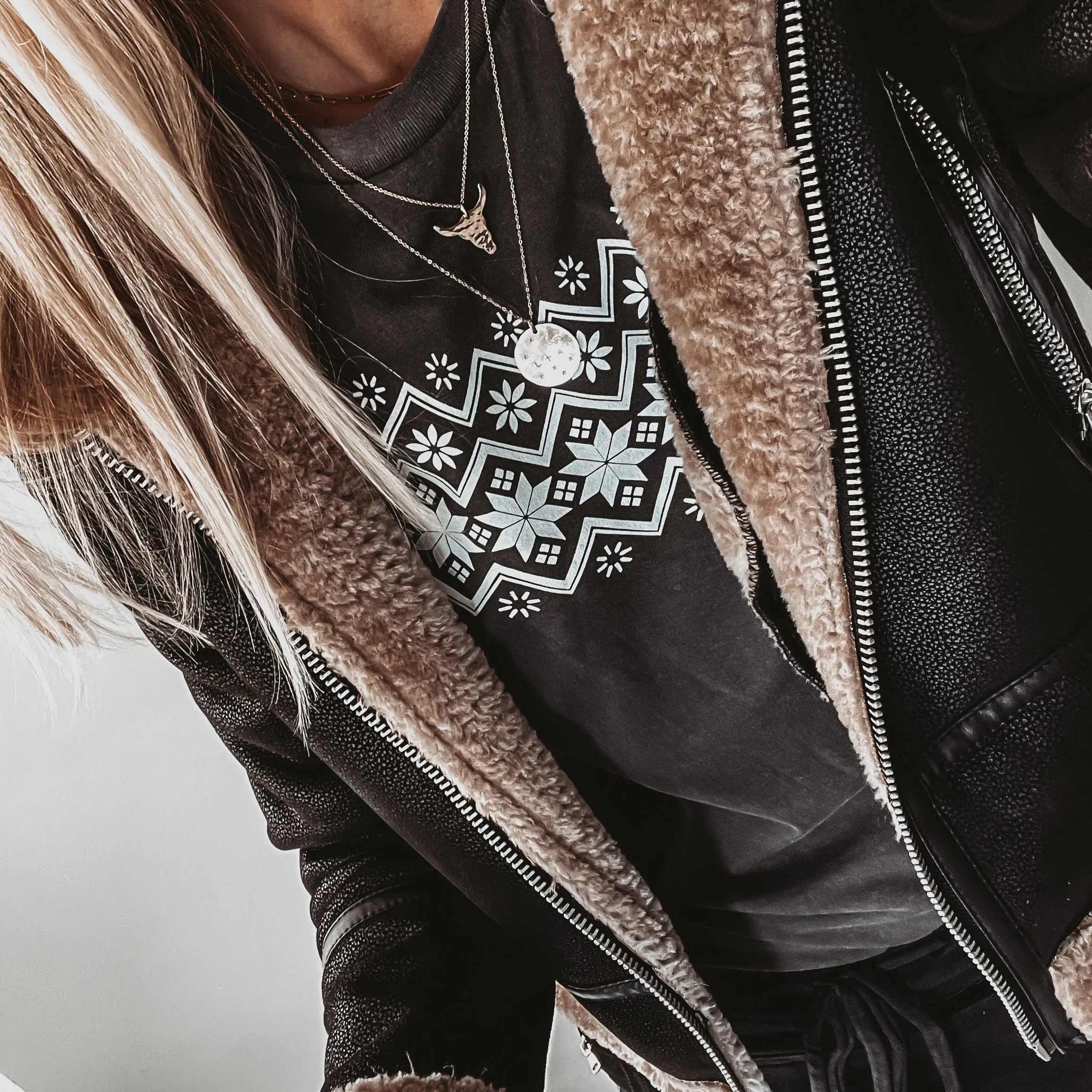 Fair isle vintage black boyfriend tee *new*