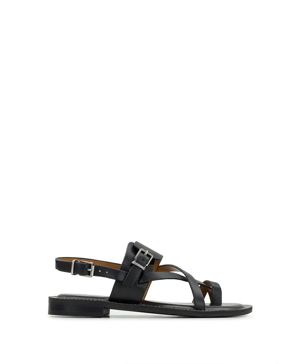 Fidella Sandals - Vegetable Tanned Leather — Black