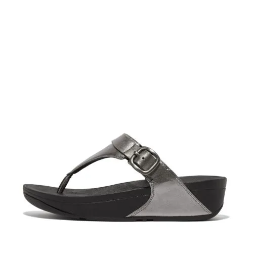 FitFlop Lulu Adjustable Leather  Sandals - Classic Pewter Mix