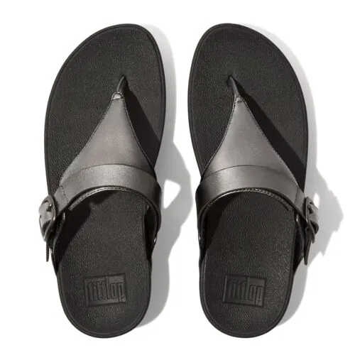 FitFlop Lulu Adjustable Leather  Sandals - Classic Pewter Mix