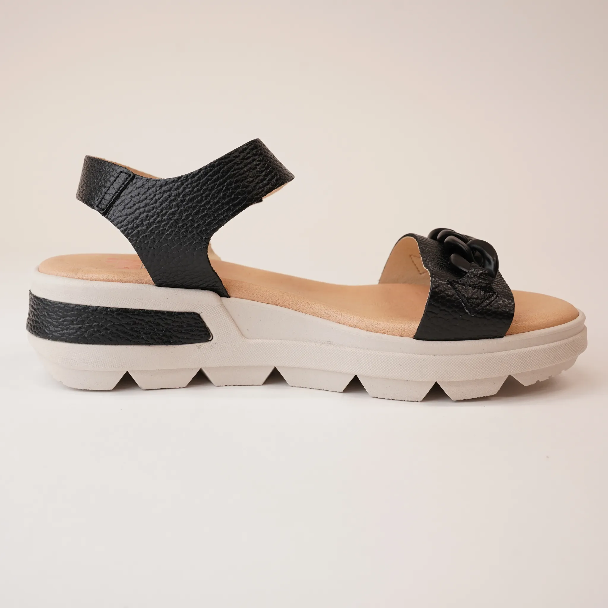 Gala Black Leather Sandals