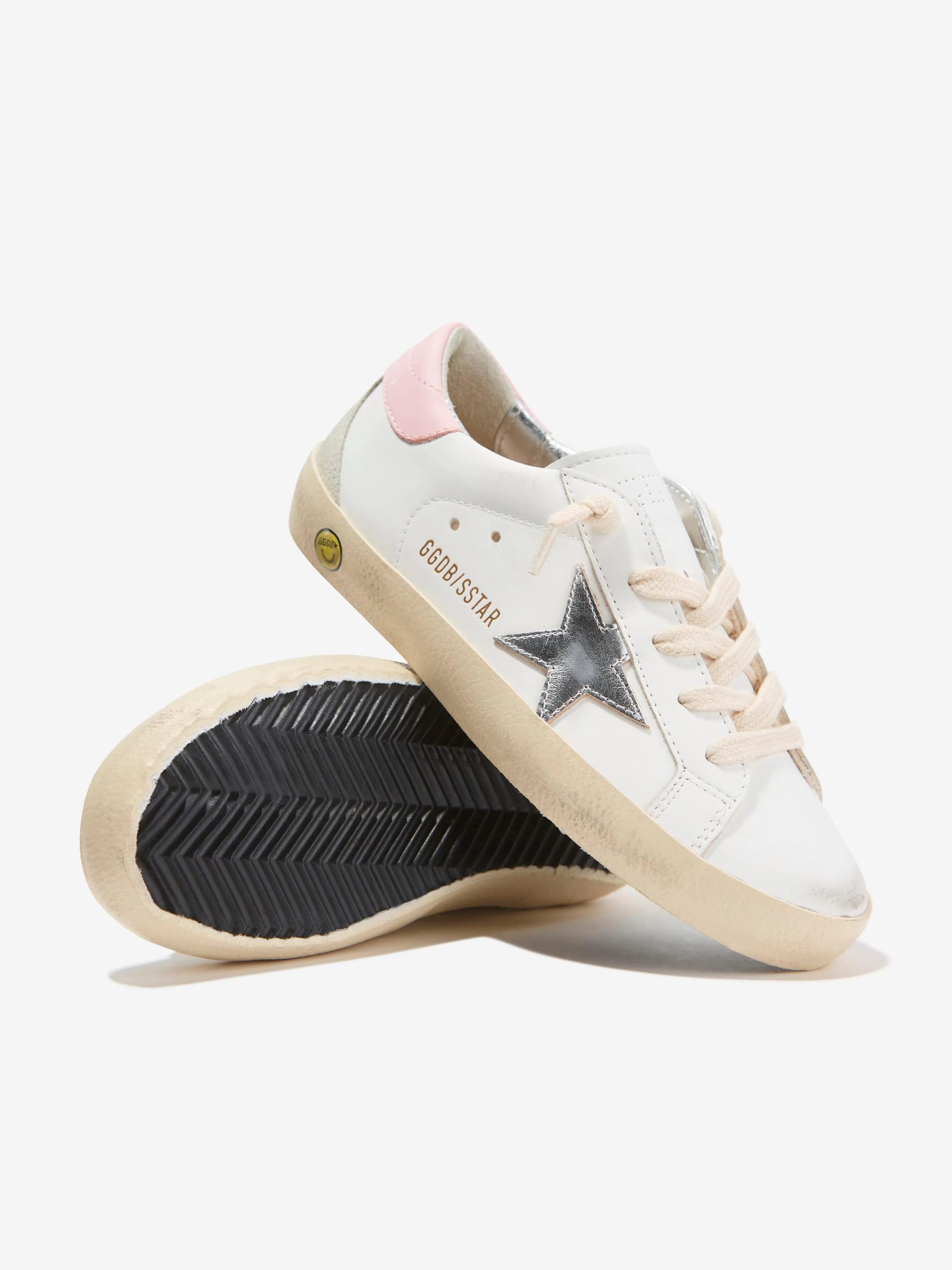 Golden Goose Girls Leather Super Star Trainers in White