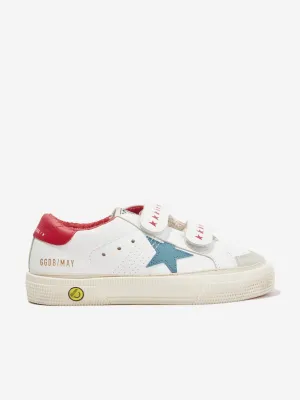 Golden Goose Kids Leather May School Trainers in White