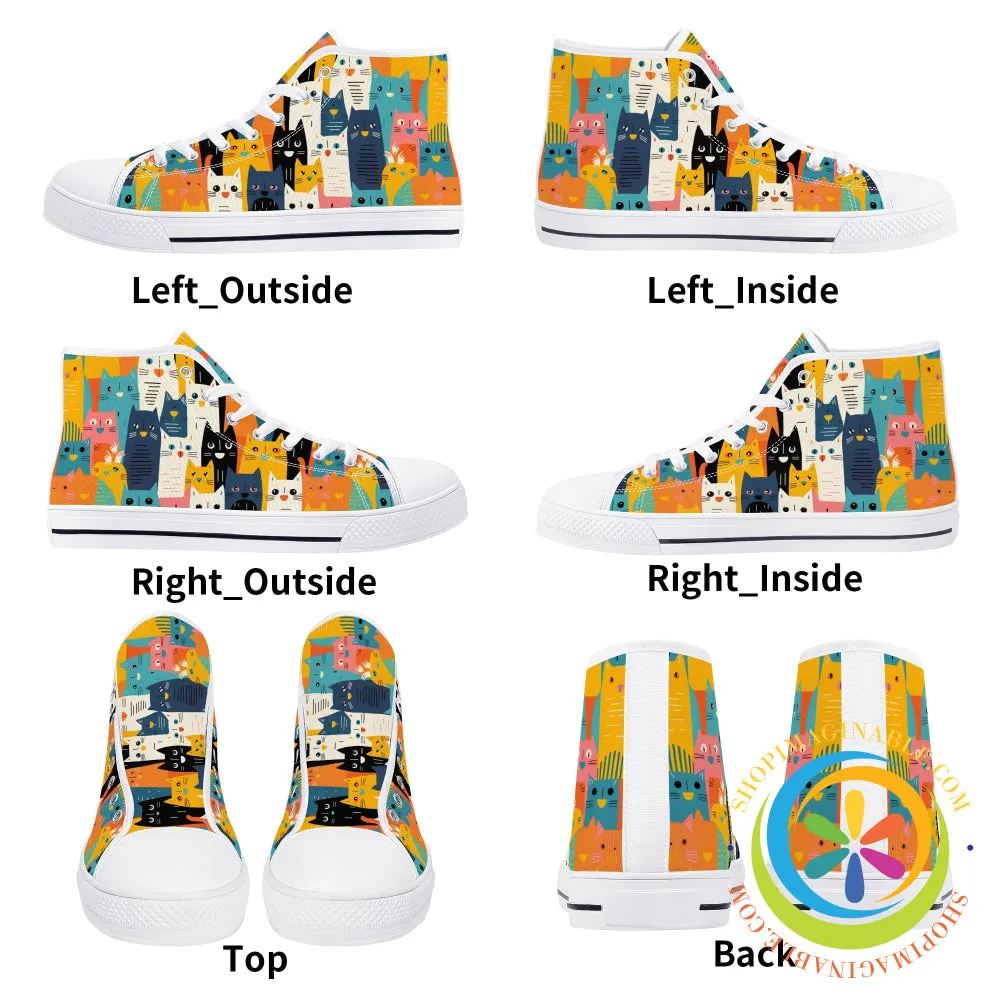 Happy Cat Lady Ladies High Top Canvas Shoes