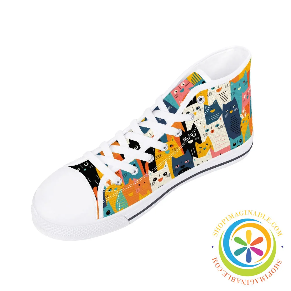 Happy Cat Lady Ladies High Top Canvas Shoes