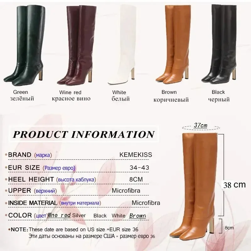 High Quality Womens PU Leather Boots with Comfortable High Heel