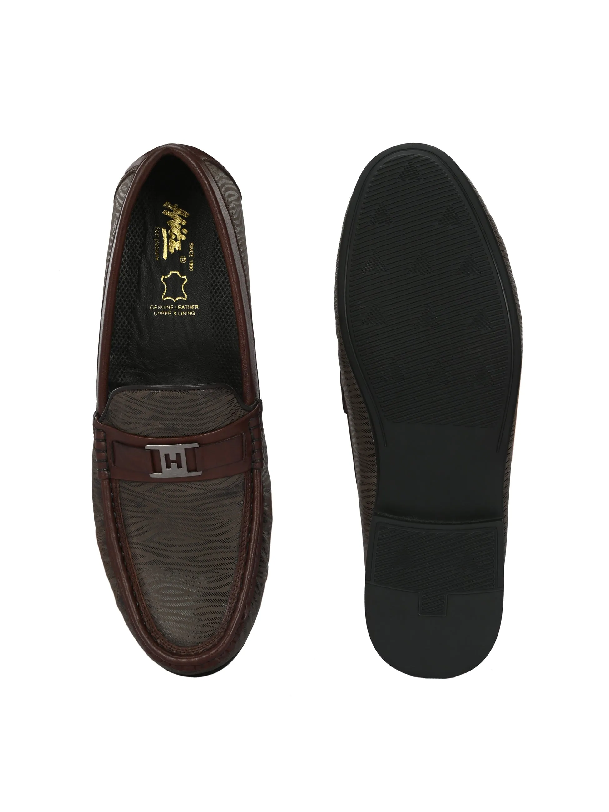 HITZ5344 Men's Brown Leather Casual Loafers